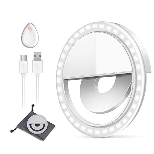 Selfie Light, SKL Wiederaufladbare [New Release] Selfie Ring Licht Outdoor Webcast Unentbehrlich 36 LED Ergänzung 0.5cm Super Slim Ring Licht für jeden Handy / Tablet und Fotografie (weiß)