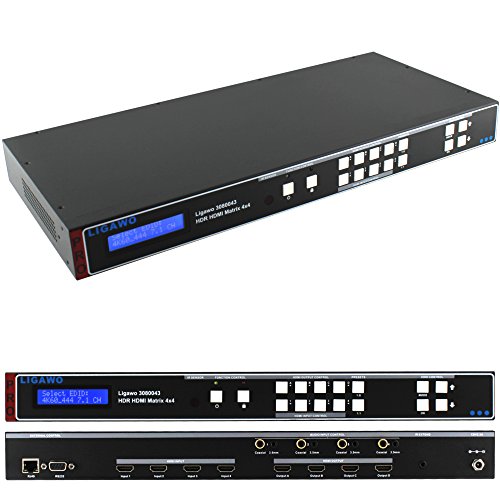 Ligawo 3080043 HDMI HDR Matrix 4x4 - 18Gbps 4K 60Hz 4:4:4 EDID + Softwaresteuerung via LAN / RS232