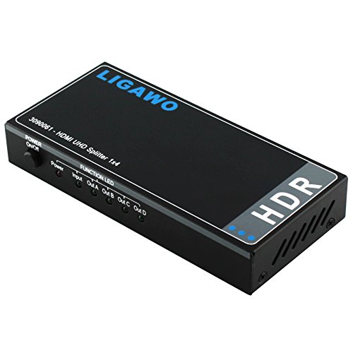 Ligawo 3090061 HDMI Splitter 1x4 - HDR kompatibel | bis zu 4Kx2K @ 60Hz UHD Ultra HD | HDMI 2.0a | HDCP 2.2 HEVC | BT.2020