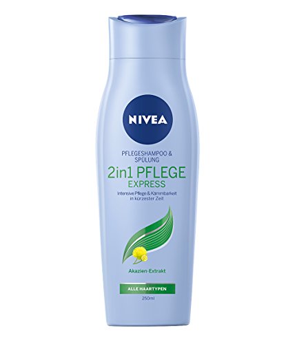 NIVEA 4er Pack Haar-Pflegeshampoo und Spülung in einem, 4 x 250 ml Flasche, 2 in 1 Pflege Express
