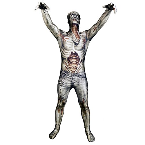 Zombie Morphsuit Verkleidung, Kostüm Large - 5'5-5'9 (163cm-175cm)