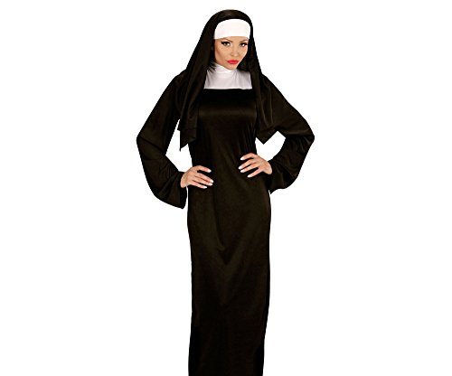 Widmann 01324 - Erwachsenenkostüm Nonne, Tunika und Kopfbedeckung, schwarz