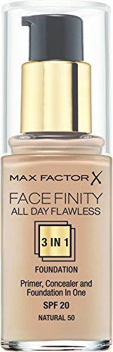 Max Factor All Day Flawless 3 in 1 Foundation 50 Natural, 1er Pack ( 1 x 30 ml )