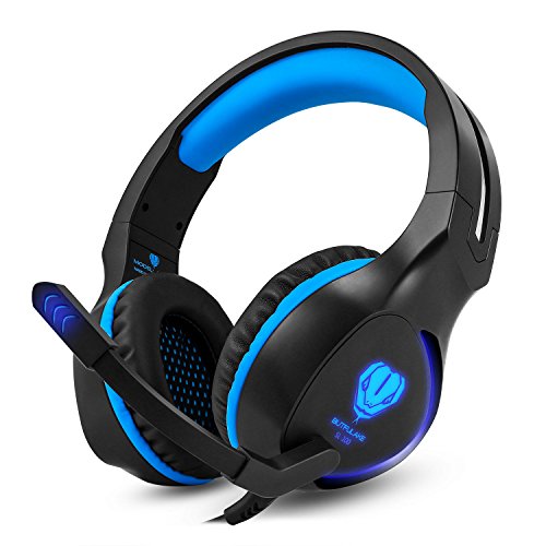 BUTFULAKE Gaming Headset, Audio Stereo Bass mit LED, Kopfhörer mit Controller Praxis, kompatibel für PS4, Xbox One, PC, Laptop, Tablet, Smartphone