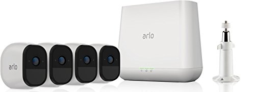 Netgear Arlo Pro VMS4430-100EUS wiederaufladbare Smart Home 4 HD-Überwachungs Kamera-Sicherheitssystem (100% kabellos, 720P HD, 130 Grad Blickwinkel, Nachtsicht, Basisstation, 100 dB Sirene und 1x VMA1000 Halterung) weiß