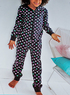 Mädchen Schlaf JUMPSUIT Kinder Pyjama Overall Schlafanzug lang*Gr.110/164*NEU