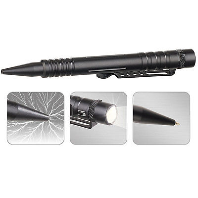 Kubotan: 4in1-Tactical Pen mit Kugelschreiber, LED-Licht, Glasbrecher