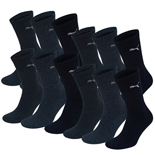 PUMA Unisex Crew Socks Socken Sportsocken MIT FROTTEESOHLE 18er Pack (43-46, New Navy (321))