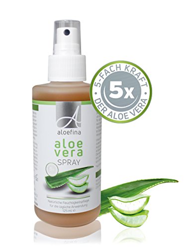 Aloe Vera Spray - 5-Fach-Konzentrat - Aloe Vera Juice - natürliche Hautpflege, auch für sensible Haut – ohne künstliche Farb- und Duftstoffe – Naturkosmetik – dermatologisch getestet - Aloefina