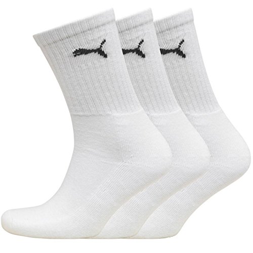 6 Paar PUMA Unisex Crew Socks Socken Sportsocken MIT FROTTEESOHLE (white, 47-49)