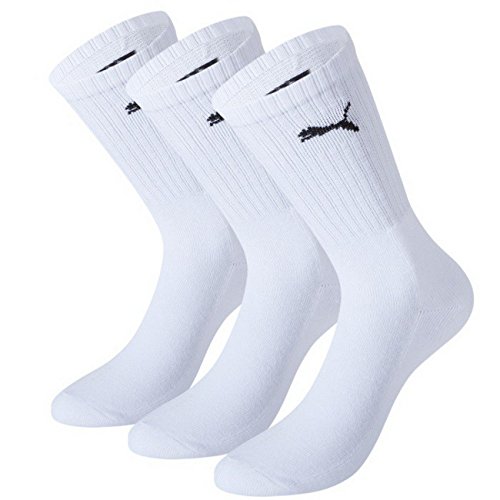 6 Paar PUMA Unisex Crew Socks Socken Sportsocken MIT FROTTEESOHLE (35-38, White)