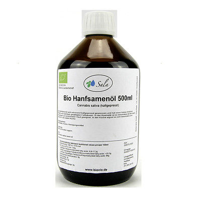 (18,98/L) Sala Bio Hanföl Hanfsamenöl kaltgepresst nativ 500 ml Glasfl 