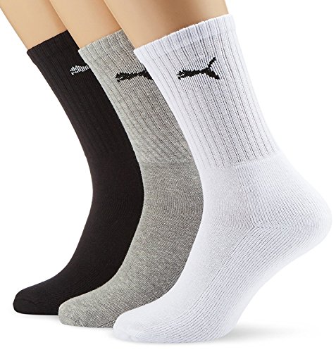 PUMA Unisex Crew Socks Socken Sportsocken MIT FROTTEESOHLE 18er Pack (43 - 46 - 18 Paar, white / grey / black)