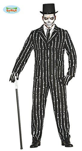 Knochen Anzug Halloween Kostüm für Herren Halloweenkostüm Herrenkostüm Sakko Hose Skelett Suit mit Krawatte Gr. M-L, Größe:M