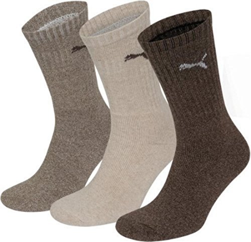 6 Paar PUMA Unisex Crew Socks Socken Sportsocken MIT FROTTEESOHLE (chocolate/walnut/safari, 35-38)