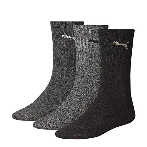PUMA Unisex Crew Socks Socken Sportsocken MIT FROTTEESOHLE 18er Pack (47/49, anthracite / grey)