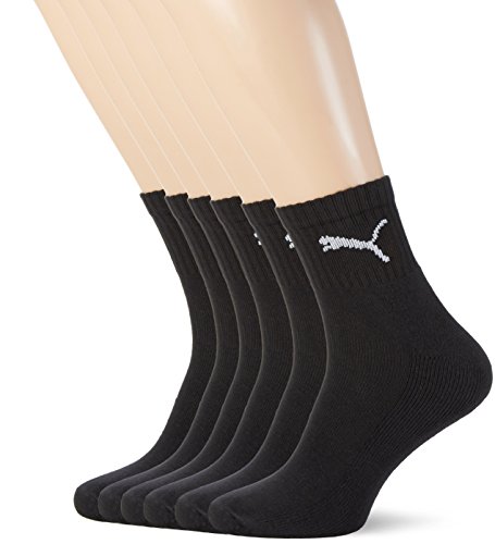 6 Paar PUMA Unisex Crew Socks Socken Sportsocken MIT FROTTEESOHLE (Black, 47-49)