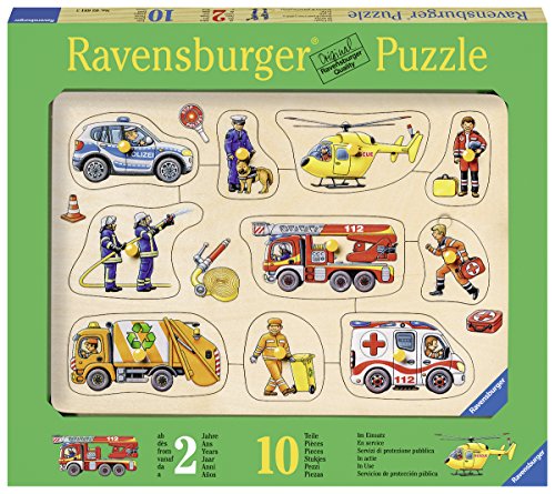Ravensburger Puzzle 03681 - im Einsatz, Holzpuzzle mit Greifknöpfen