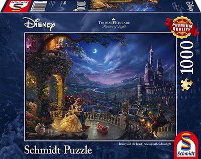 1000 Teile Schmidt Spiele Puzzle Thomas Kinkade Schöne und Biest Mondlicht 59484