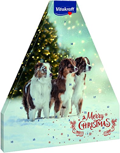 Vitakraft Adventskalender für Hunde, Mit 8 verschiedenen Snacksorten, Weihnachtliches Motiv mit Hunden