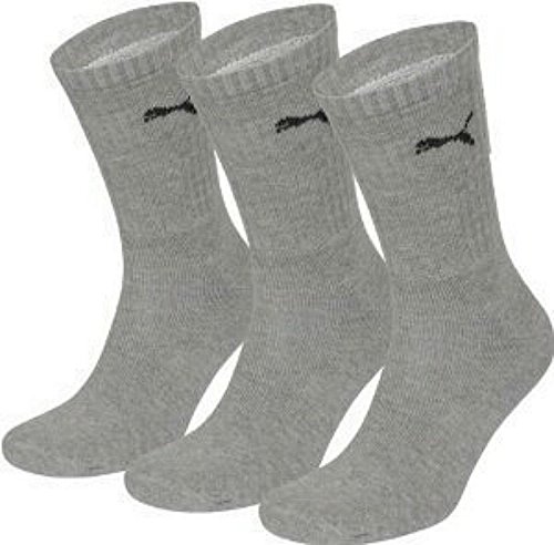 6 Paar PUMA Unisex Crew Socks Socken Sportsocken MIT FROTTEESOHLE (grey, 35-38)