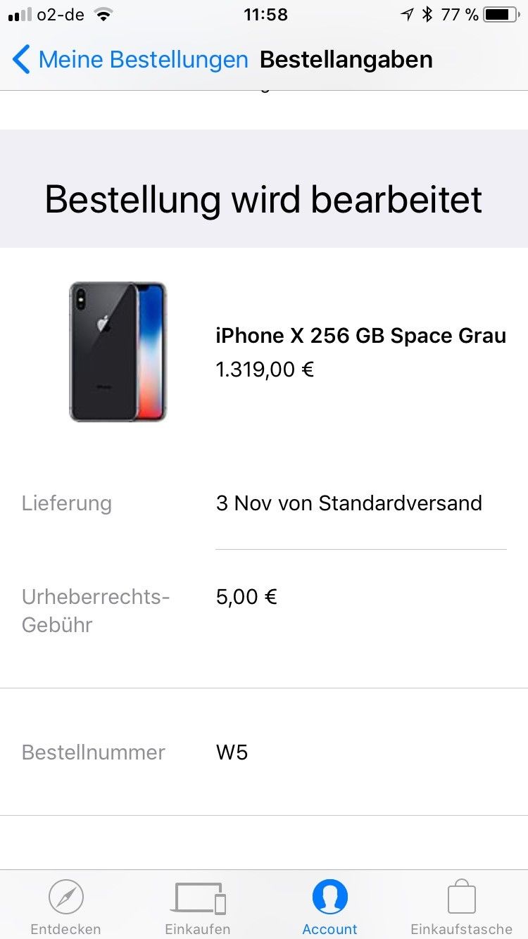 Apple Iphone X Spacegrau 256 GB Neu/New Versandtermin: 3 Nov. OHNE SIMLOCK!