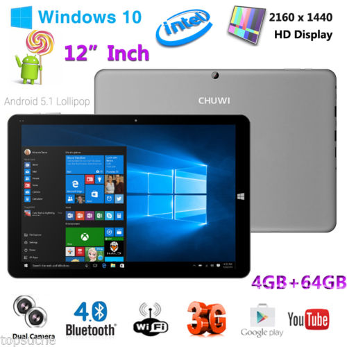 12” 4GB+64GB Chuwi Hi12 Tablet PC Windows 10 Android  11000mAh 2160*1440 3G PAD