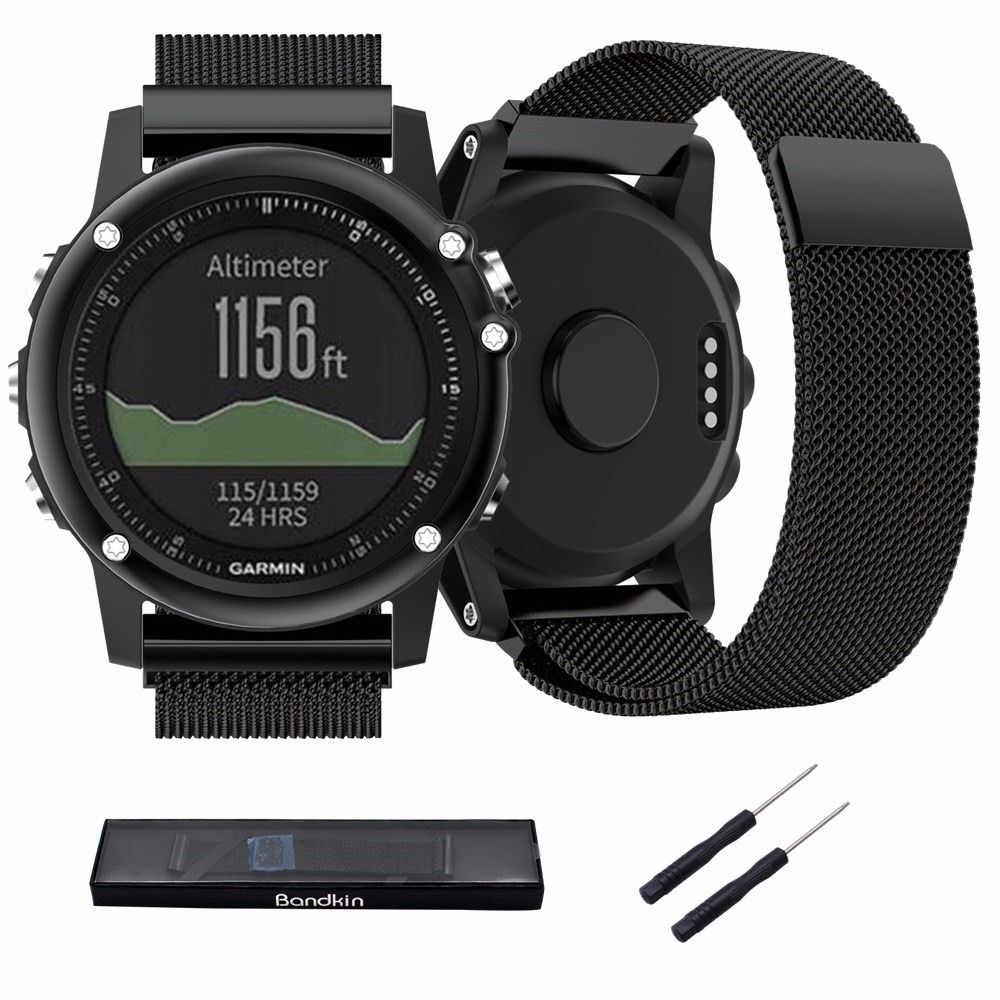 Milanese Edelstahl Sport Uhren Armband Watch Band & Tool für Garmin Fenix 3 / HR