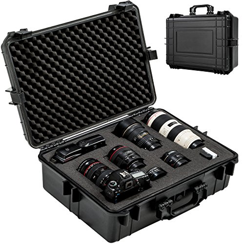 TecTake Fotokoffer Kamerakoffer Hardcase Koffer mit 35 Liter Volumen wasserdicht inkl. 4 Schaumstoffeinlagen schwarz