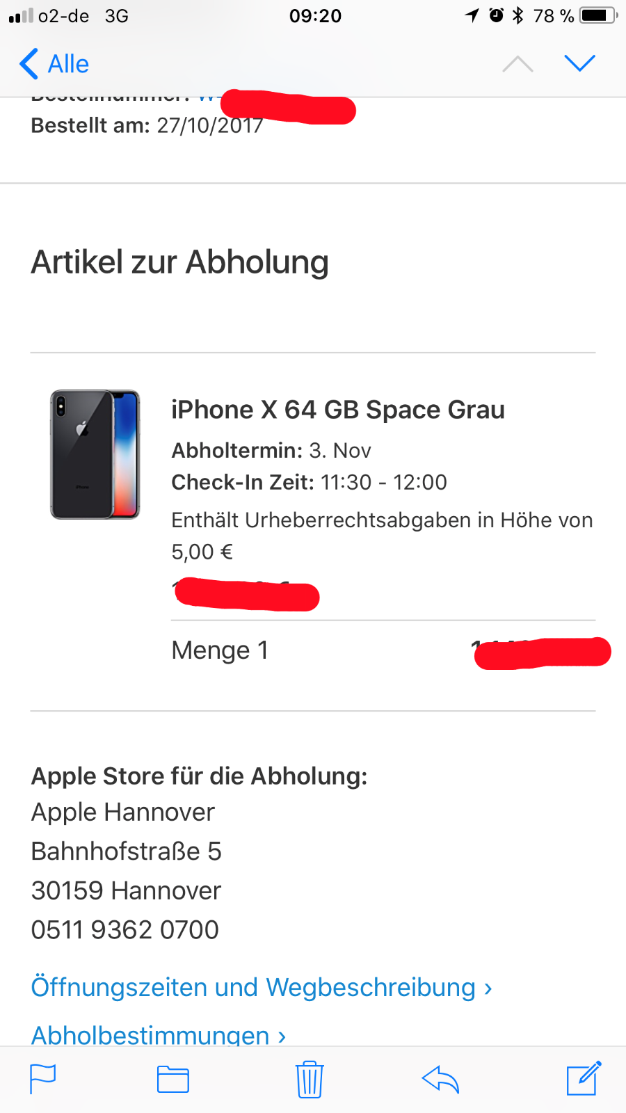iPhone X 64GB Space Grau (Ohne Simlock) Abholung am 3.11.2017 / Express Versand