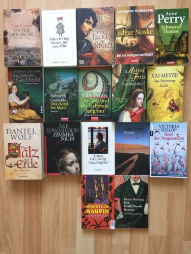 Bücher Konvolut, 17 verschiedene Romane: historische, Krimis, Fantasy, u.a.