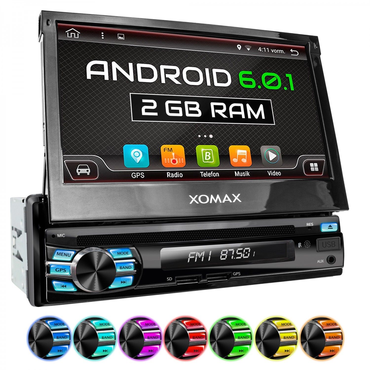 AUTORADIO MIT ANDROID 6.0.1 2GB RAM NAVI DVD BLUETOOTH WIFI 3G 1DIN DAB+ 1DIN 