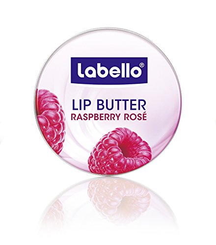 Labello Lip Butter Raspberry Rosé / zart schmelzende Lippenbutter im 6er-Pack (6 x 16,7 g) / Lippencreme mit Himbeer-Aroma zur intensiven Lippenpflege / Lippenbalsam mit Sheabutter und Mandelöl