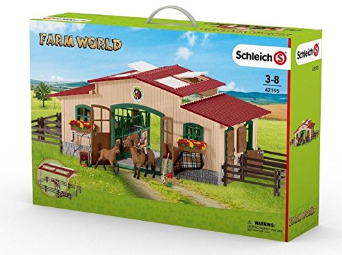 Schleich 42195 - Pferdestall mit Pferden und Zubehör, mehrfarbig
