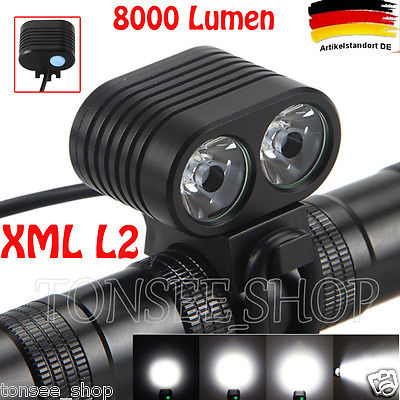 8000Lumen Headlamp 2 X CREE XM-L2 LED Bicycle Front Fahrrad Licht Scheinwerfer