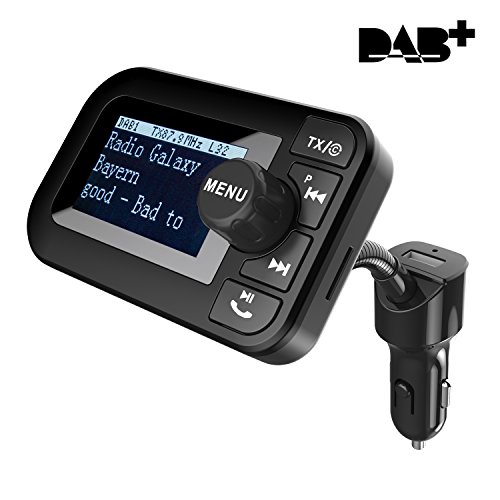 Signstek 5 in 1 Auto DAB + Digital Radio mit Bluetooth FM Transmitter Empfänger und Car Kit / Ladegerät / Micro SD Player / Freisprechfunktion mit aktiver Antenne