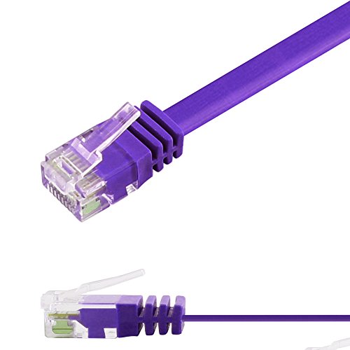 Ligawo 1014208.0 Patchkabel Netzwerkkabel Cat6 Flexibel Slim Design Flachkabel (15m) violett