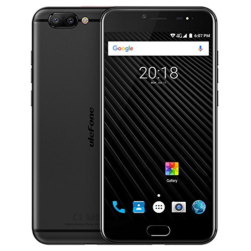 Ulefone T1 4G Smartphone Android 7.0 5.5 Zoll Helio P25 Octa Kern 2.6GHz 6GB RAM 64 GB ROM 16.0MP + 5.0MP Doppelrückseitenkameras Typ-C vorderer Berührungssensor (Schwarz)