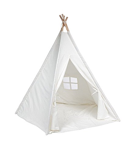 DeceStar Teepee Zelt für Kinder - 100% natürliches Baumwollsegeltuch-Spiel-Zelt für Kinder - Komm mit Matratze und Tragetasche