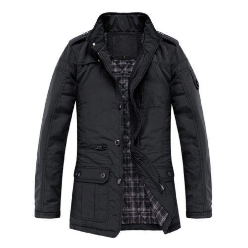 Neuer Mantel Kleidung Winter warmer Mantel Oberbekleidung schwarz-XXL O5A6
