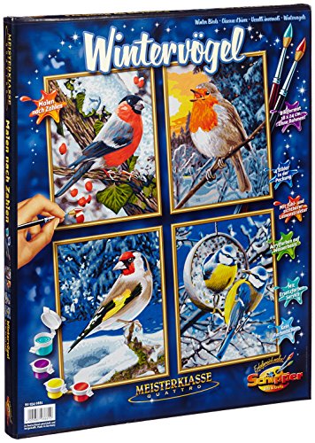 Schipper 609340661 - Malen nach Zahlen, Wintervögel, Quattro, 18 x 24 cm