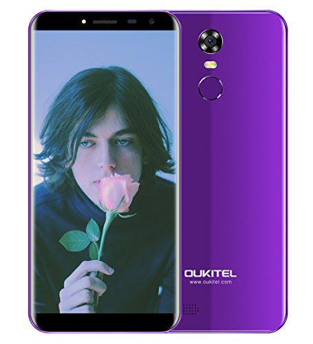 OUKITEL C8 - Android 7.0 Smartphone ohne Vertrag 5.5 Zoll HD 2.5D Arc Bildschirm 2GB RAM 16GB ROM 5MP+13MP Dual Kamera 3000mAh MT6580A 1.3GHz Quad Core 0.1s Fingerabdruck 3G Phablet - Lila