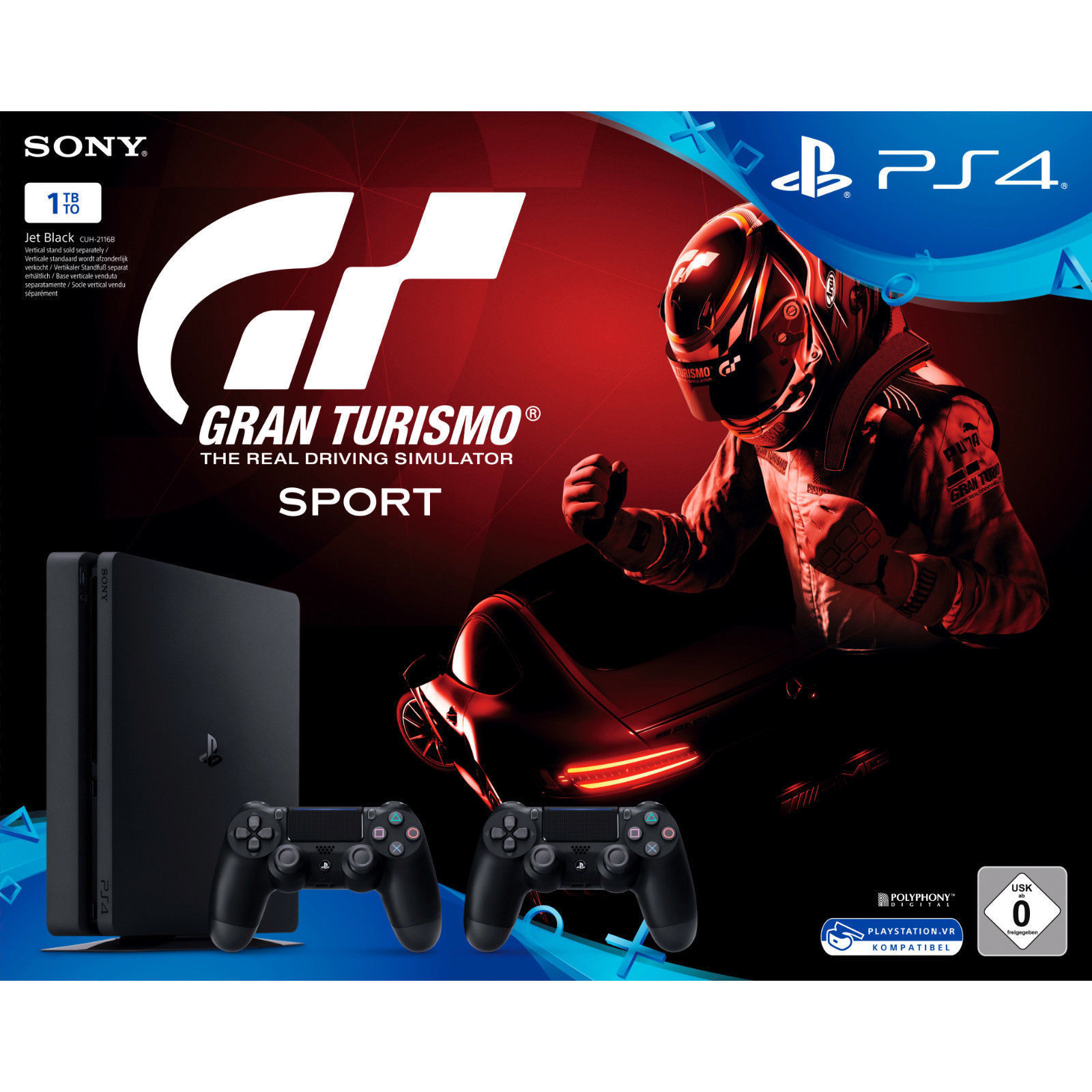 SONY PlayStation 4 1TB Slim Schwarz Gran Turismo Sport + 2. Controller *NEU&OVP*