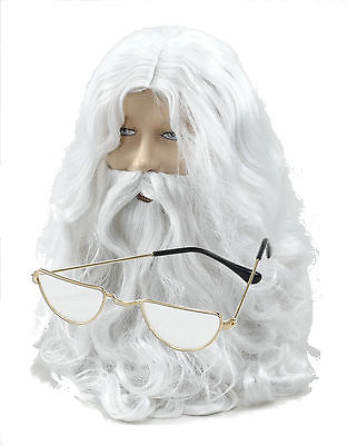 Santa Claus Father Christmas Wig, Beard, Moustache, Half Moon Glasses Costume