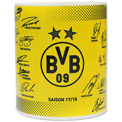 BVB Tasse Unterschriften 2017 / 2018 Team Borussia Dortmund Kaffeebecher Becher