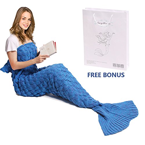 Meerjungfrau Decke, Amyhomie Handgemachte häkeln meerjungfrau flosse decke für Erwachsene, Mermaid Blanket alle Jahreszeiten Schlafsack