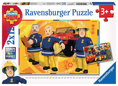 2 x 12 Teile Ravensburger Kinder Puzzle Feuerwehrmann Sam Sam im Einsatz 07584