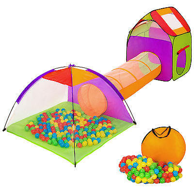 Kinderzelt  mit Tunnel  200 Bälle Spielzelt Bällebad Kinderspielzelt Pop up Zelt