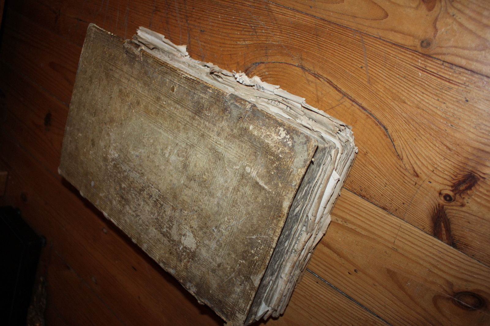 um 1600 große Folio Format Bible Biblia Bibel Holzdeckel Schweinsleder