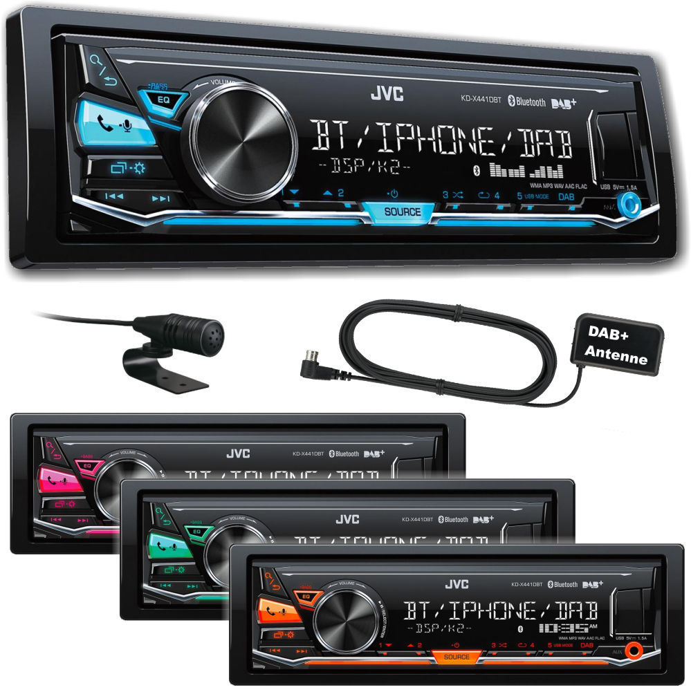 JVC KD-X441 Autoradio DAB+ USB MP3 Bluetooth AUX Android Steuerung vario Color